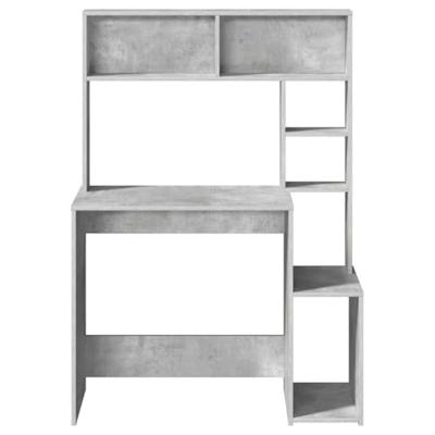 Bureau met schappen 100x45x140 cm bewerkt hout betongrijs