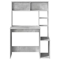 Bureau met schappen 100x45x140 cm bewerkt hout betongrijs - thumbnail