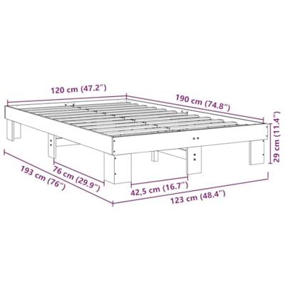 Bedframe zonder matras 120x190 cm massief hout eiken - thumbnail