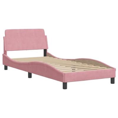 Bedframe met hoofdeinde fluweel roze 80x200 cm