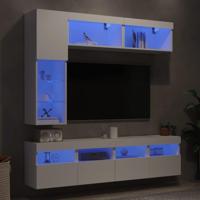 7-delige Tv-wandmeubelset met LED-verlichting wit - thumbnail
