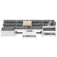 7-delige Loungeset massief grenenhout wit - thumbnail