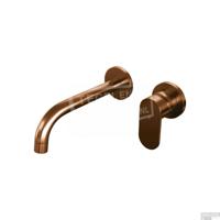 Brauer Copper Edition Wastafelmengkraan inbouw - gebogen uitloop links - hendel breed plat - model C 1 - PVD - geborsteld koper 5-GK-004-B3-65 - thumbnail