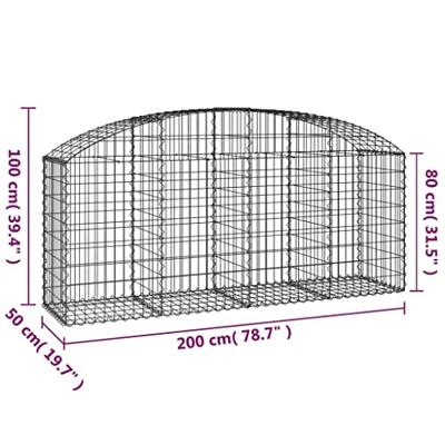 Schanskorf gewelfd 200x50x80/100 cm gegalvaniseerd ijzer - thumbnail