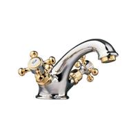 Wastafelmengkraan Sapho Antea 2-knop Uitloop 6.5 cm Chroom / Goud Sapho - thumbnail