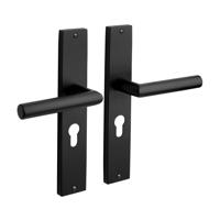 Mooi Deurbeslag Deurklink Ferro geveerd schild cilindergat 55mm mat zwart - thumbnail