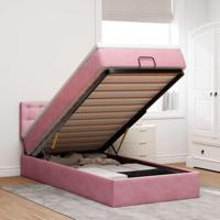 Ottoman bed met matras en LED's 90x190cm fluweel roze - thumbnail