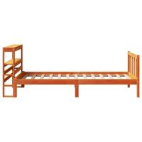 Bedframe met hoofdbord massief grenenhout wasbruin 200x200 cm - thumbnail