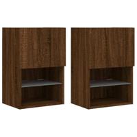 Tv-meubels met LED-verlichting 2 st 40,5x30x60 cm bruineiken - thumbnail