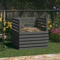 VidaXL Compostbak 80x80x78 cm massief grenenhout grijs - thumbnail