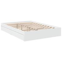 Bedframe met lades bewerkt hout wit 120x200 cm - thumbnail