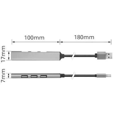 ACT AC6225 USB-A Hub 2.0 | 4-poorts USB-A | Aluminium | Kabellengte 18cm - thumbnail
