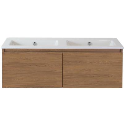 Frozen Badmeubelset 120 cm - Greeplijst in Kleur - Honey - Keramische Wastafel Wit Zonder Kraangat