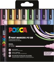 Uni POSCA paintmarker PC-5M, 1,8 - 2,5 mm, etui van 8 stuks in pastelkleuren - thumbnail