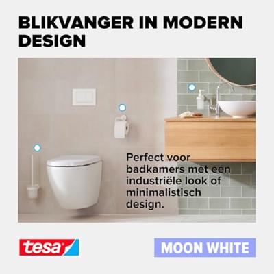 tesa Jashaak 40574-00000-00 MOON WHITE Aantal haken: 2 (b x h x d) 50 x 53 x 65 mm Metaal Wit (mat) 1 stuk(s) - thumbnail