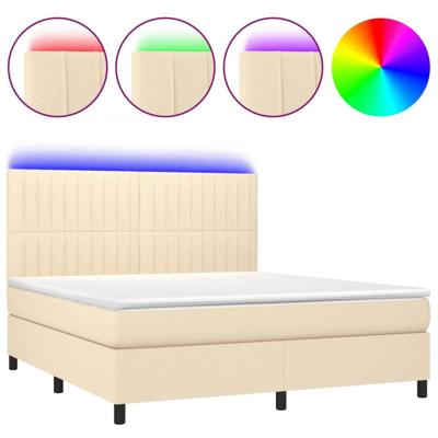 Boxspring met matras en LED stof crèmekleurig 180x200 cm