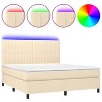 Boxspring met matras en LED stof crèmekleurig 180x200 cm - thumbnail