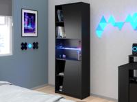 Bibliotheek GAMER 2 deuren zwart met led - thumbnail