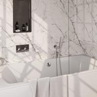 Brauer Chrome Carving Thermostatische Inbouw Badkraan Drukknoppen - Badvulcombinatie - Staaf - Doucheslang - Wandaansluitbocht - Handdouche - Chroom - thumbnail