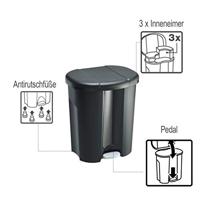 Rotho trio afvalemmer 10l + 2x15l zwart - thumbnail