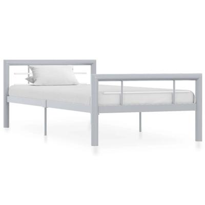 Bedframe metaal grijs en wit 100x200 cm Bedframe metaal grijs en wit 100x200 cm