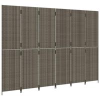 Kamerscherm 6 panelen poly rattan grijs - thumbnail