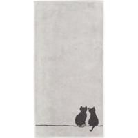 Cawö Cawö Cute Cats 6263 Badlaken 80x150 platin/basalt - thumbnail