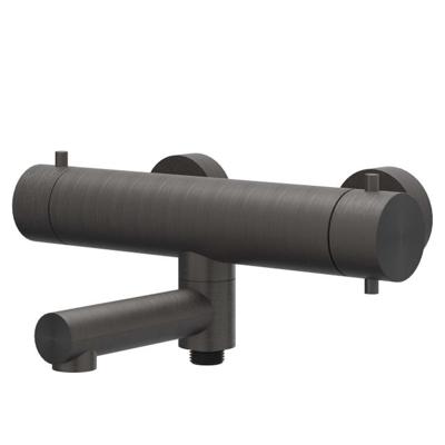 Badthermostaatkraan IVY Concord Opbouw Omstel Met Draaibare Baduitloop Met Omstel RVS316 Geborsteld Carbon Black PVD