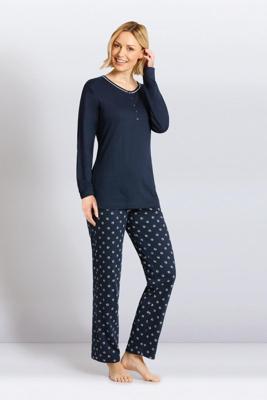 Hajo dames pyjama blauw met print