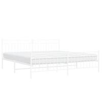 Bedframe met hoofd- en voeteneinde metaal wit 193x203 cm - thumbnail