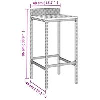 Barkrukken 2 st poly rattan en massief acaciahout grijs - thumbnail
