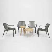 Tuinset Porto Loungestoel Grijs met Melfort Bijzettafels Bistroset - thumbnail