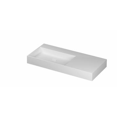INK United Wastafel Porselein Links Zonder Kraangat incl. Porseleinen Click Plug en Verborgen Overloop Systeem - 1000x450x110 mm - Mat Wit