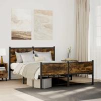 Bedframe zonder matras metaal gerookt eikenkleurig 150x200 cm - thumbnail