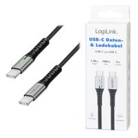LogiLink CU0423 USB-C-kabel USB 2.0 USB-C stekker 1.50 m Zwart Met LED, Stekker past op beide manieren - thumbnail