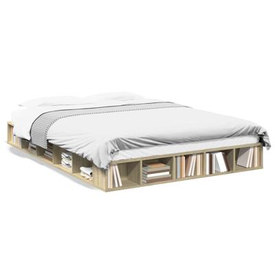 Bedframe bewerkt hout sonoma eikenkleurig 150x200 cm