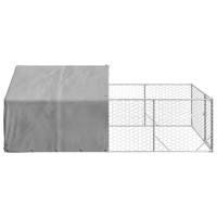 Hondenkennel met ren 4x2x1,5 m gegalvaniseerd staal - thumbnail