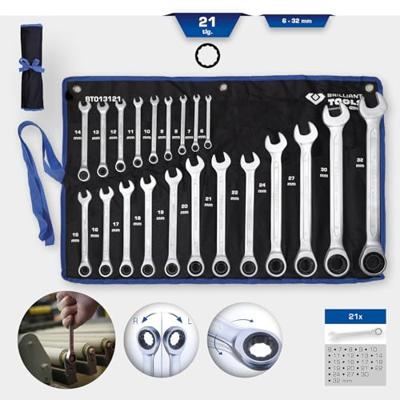 Brilliant Tools BT013121 BT013121 Ringsleutel met ratelset Sleutelbreedte (metrisch) 8 - 53 mm Brilliant Tools BT013121 BT013121 Ringsleutel met ratelset Sleutelbreedte (metrisch) 8 - 53 mm