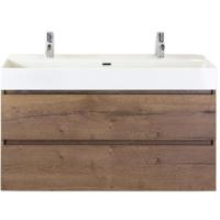 Maxx XL Badmeubelset 120 cm - Tabacco - Wastafel Kube Enkel 2 Kraangaten - thumbnail