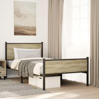 Bedframe hoofd- en voeteneinde metaal sonoma eiken 100x190 cm - thumbnail