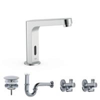 Elektronische Fonteinkraanset Tres Tempo Base Hoekige Kraan 2 Uitgangen Chroom Tres - thumbnail