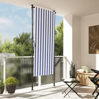 VidaXL Rolgordijn voor buiten 100x270 cm stof en staal blauw en wit - thumbnail