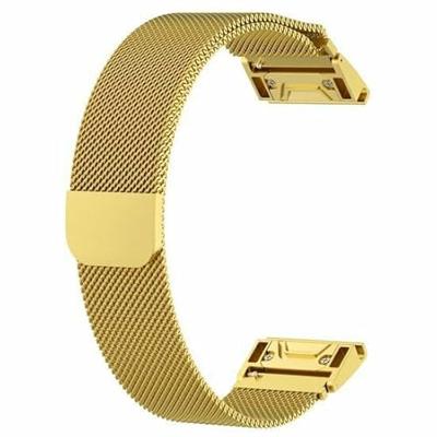 By Qubix - Milanese bandje - Goud - Compatible met Garmin Descent G2 - Compatible Garmin bandje - Bandbreedte: 22mm