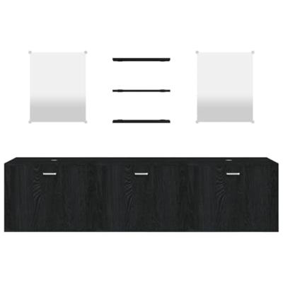 6-delige Badkamermeubelset bewerkt hout zwart