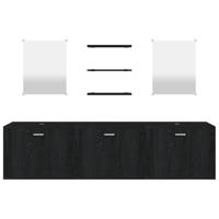 6-delige Badkamermeubelset bewerkt hout zwart - thumbnail