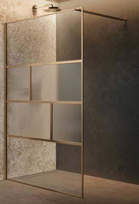Novellini H art Inloopdouche - 100x200cm - Ribbelglas linea 2 - brushed red gold (koper) harthc100-93r