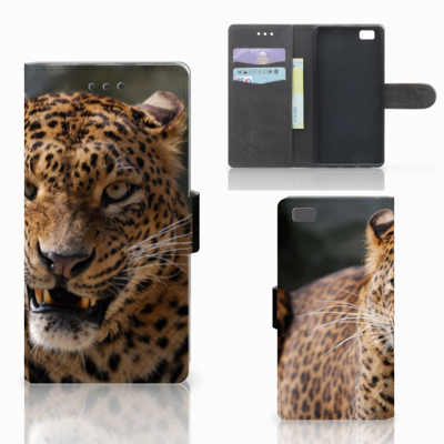 Huawei Ascend P8 Lite | Telefoonhoesje | Met pasjeshouder | Luipaard Huawei Ascend P8 Lite | Telefoonhoesje | Met pasjeshouder | Luipaard