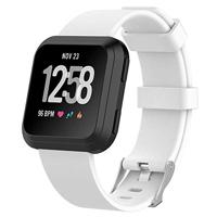By Qubix - Compatible met Fitbit Versa 1/2 & Lite rubberen sport bandje - Wit - Compatible fitbit bandje - thumbnail