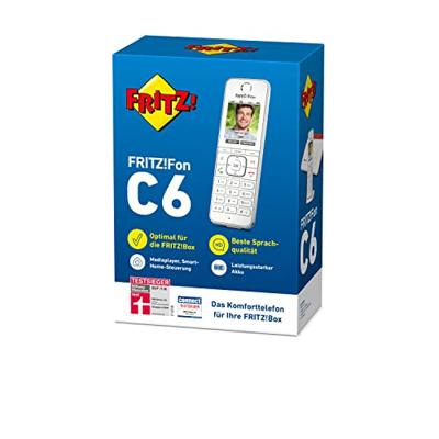 AVM FRITZ!Fon C6 DECT-comforttelefoon (hoogwaardig kleurendisplay, HD-telefonie, internet-/comfortdiensten, besturing FRITZ!Box-functies) wit, Duitstalige versie, Wit