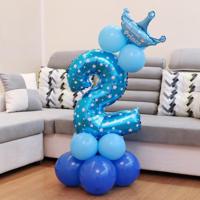 Aantal folie ballon gelukkige verjaardag decoratie (blauw) - thumbnail